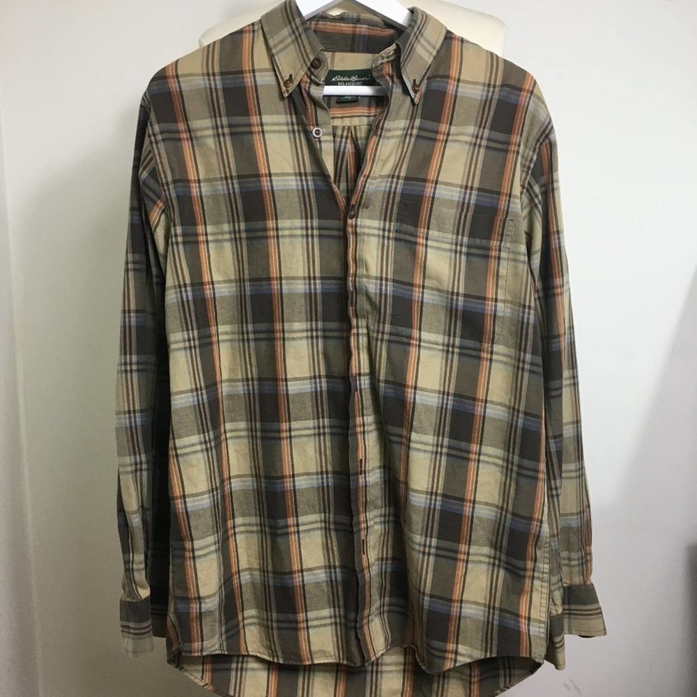 Eddie Bauer Men's Long Sleeve Plaid Medium Shirt‎